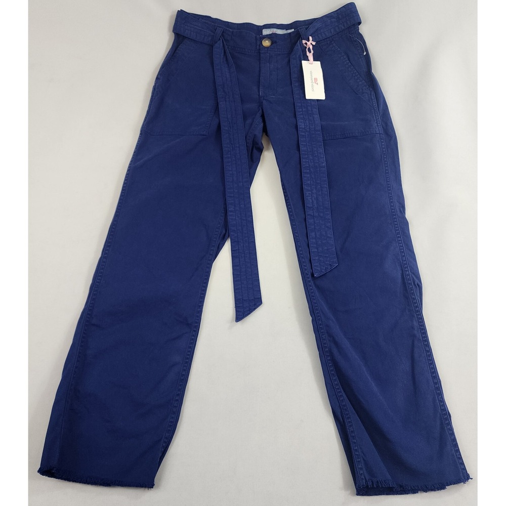Vineyard Vines Womens Navy Belted Stretch Chino Pants 2P001262 Size 2
